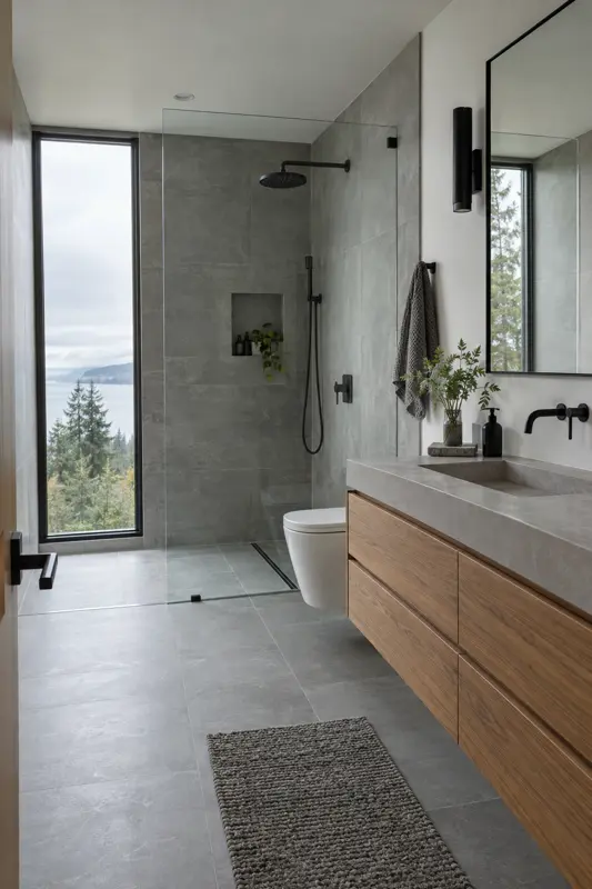 Spotless new bathroom with glass shower