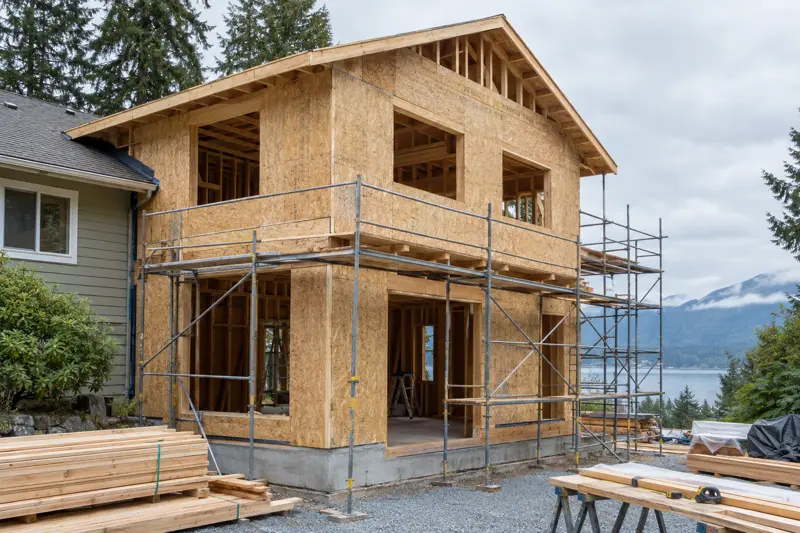 Wood-frame house addition under construction